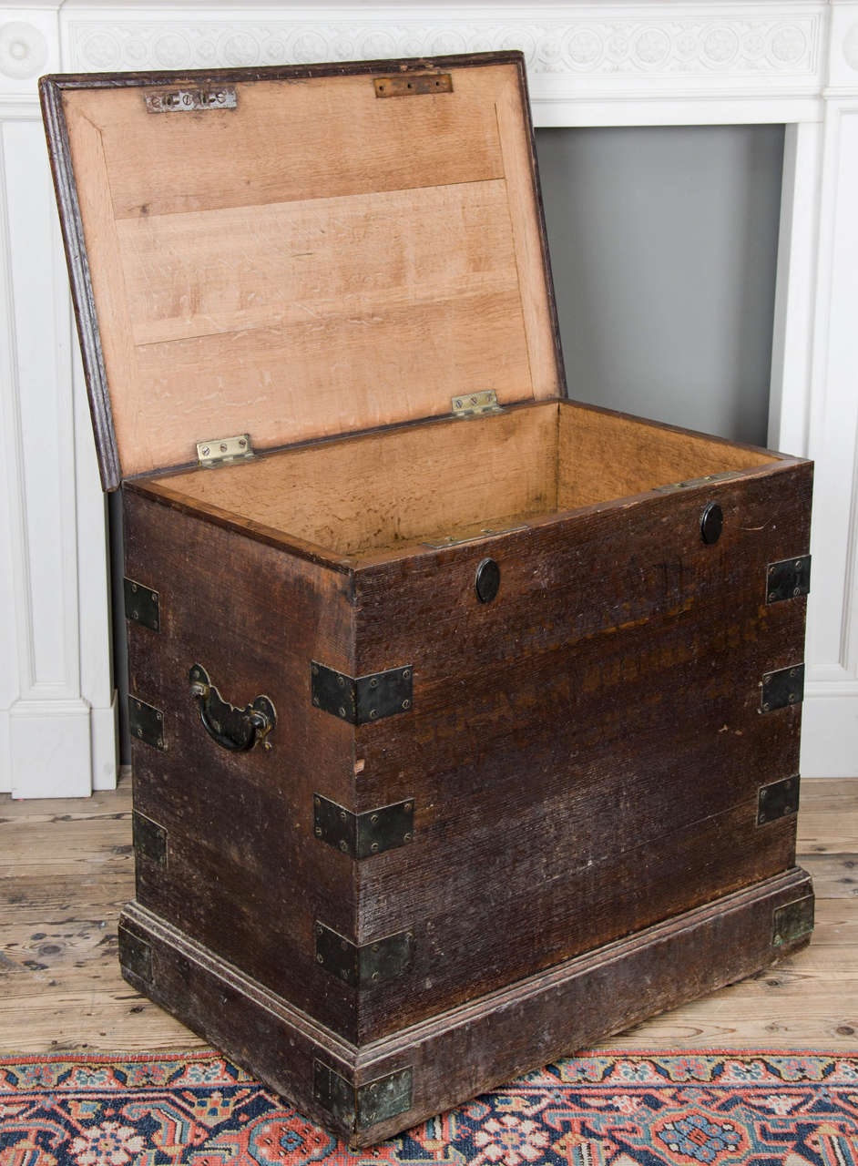 18th Century Oak and Brass-Bound Silver Chest 1