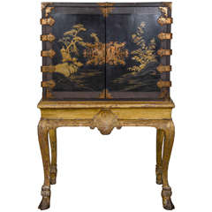 Antique Late 17th Century Chinese Black Laquer Cabinet