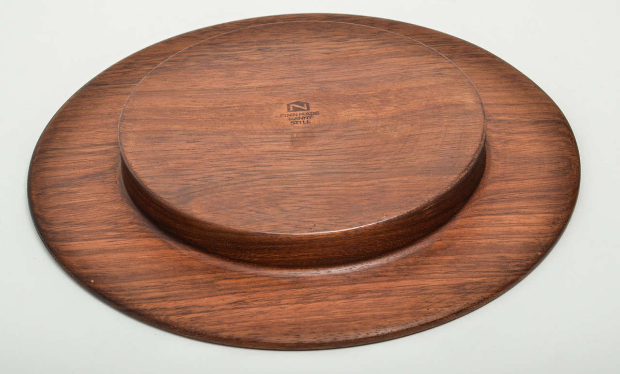Mid-20th Century Nanny Still Teak Charger, Made in Finland, circa 1960 For Sale