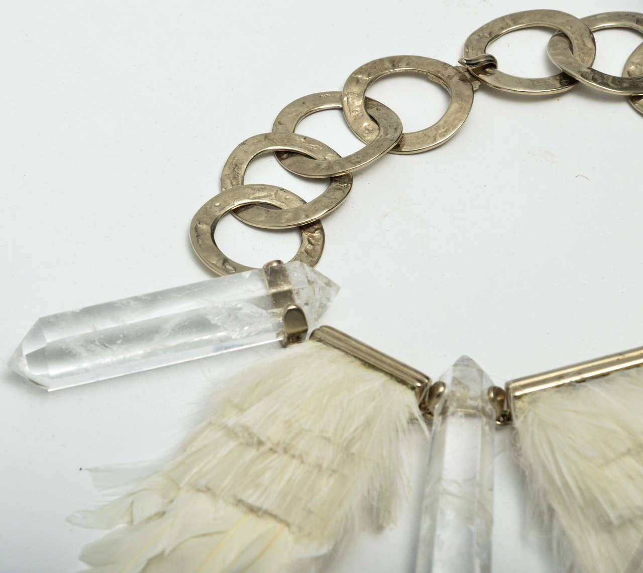French Louis Vuitton Silver, Crystal and Feather Runway Necklace, circa 2005