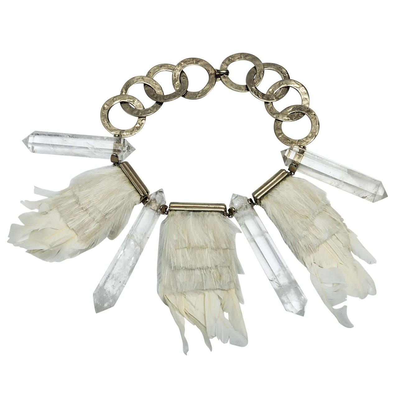 Louis Vuitton Silver, Crystal and Feather Runway Necklace, circa 2005