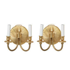 palmette style round sconces in brass