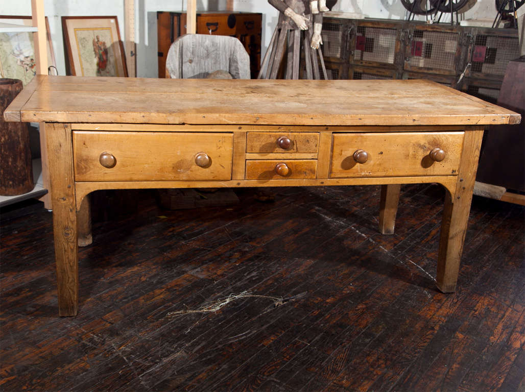 Antique  French Farm/Work Table with Drawers