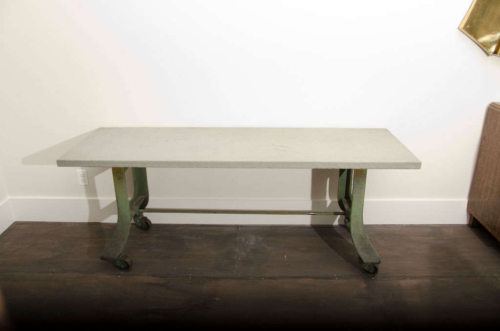 American Industrial Table Base with Bluestone Top