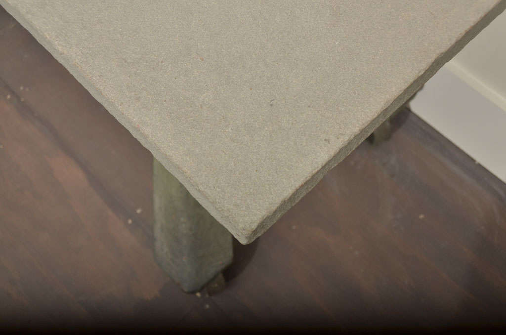 Industrial Table Base with Bluestone Top 1