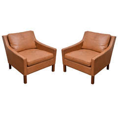 Pair of Leather Scandinavian Chairs