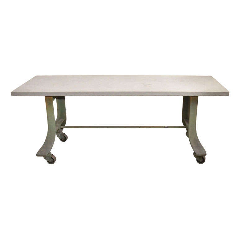 Industrial Table Base with Bluestone Top at 1stDibs