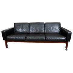 Mid Century Rosewood and Leather Sofa by Erik Jorgensen