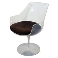 Mid Century Lucite and Steel Swiveling  Chair by Laverne