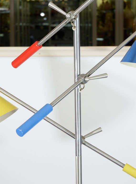 Stainless Steel Mid Century Tri-Color Floor Lamp Attributed to Arte Luce