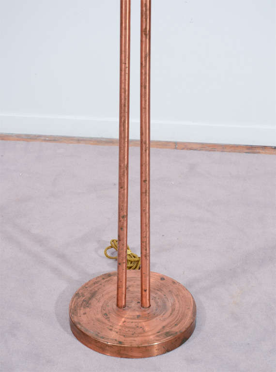 American Art Deco Machine Age Copper Floor Lamp by Kurt Versen For Sale