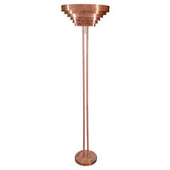 Art Deco Machine Age Copper Floor Lamp by Kurt Versen