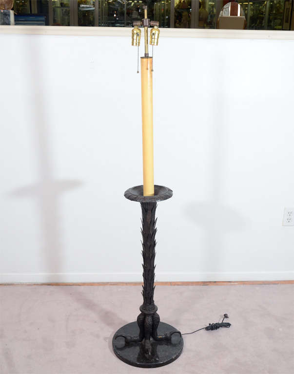 Pair of Art Deco Bronze and Marble Floor Lamps