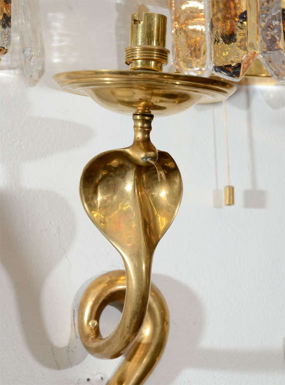 Single Art Deco Solid Brass Serpent Sconce 1