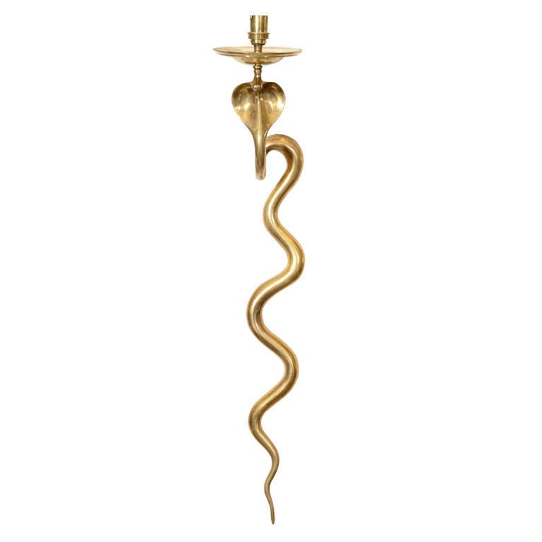 Single Art Deco Solid Brass Serpent Sconce