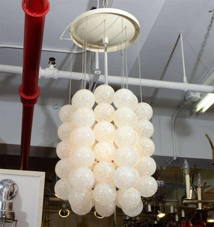 Mid Century Clear and White Resin Ball Chandelier