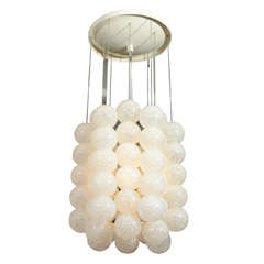 Mid Century Clear and White Resin Ball Chandelier
