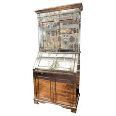 Vintage Mirrored Secretary with Metallic Painted Accents