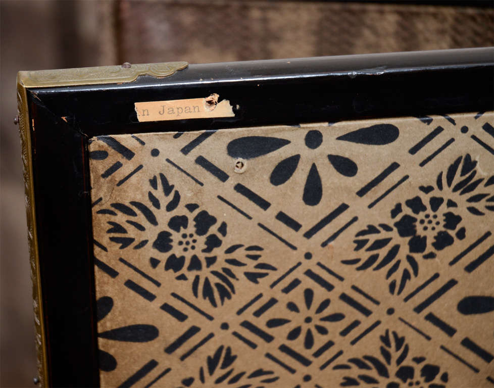 Japanese Four Panel Folding Screen with Bamboo and Bird Scene 3