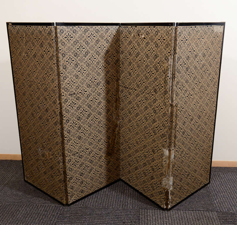 Japanese Four Panel Folding Screen with Bamboo and Bird Scene 7
