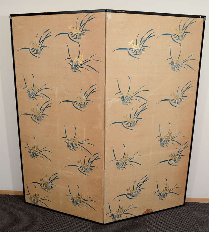 20th Century Japanese Two Panel Folding Screen with Owl and Bamboo For Sale