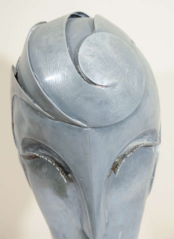 Art Deco Metal Sculpture of a Female Face Attributed to Walter Kantack In Good Condition In New York, NY