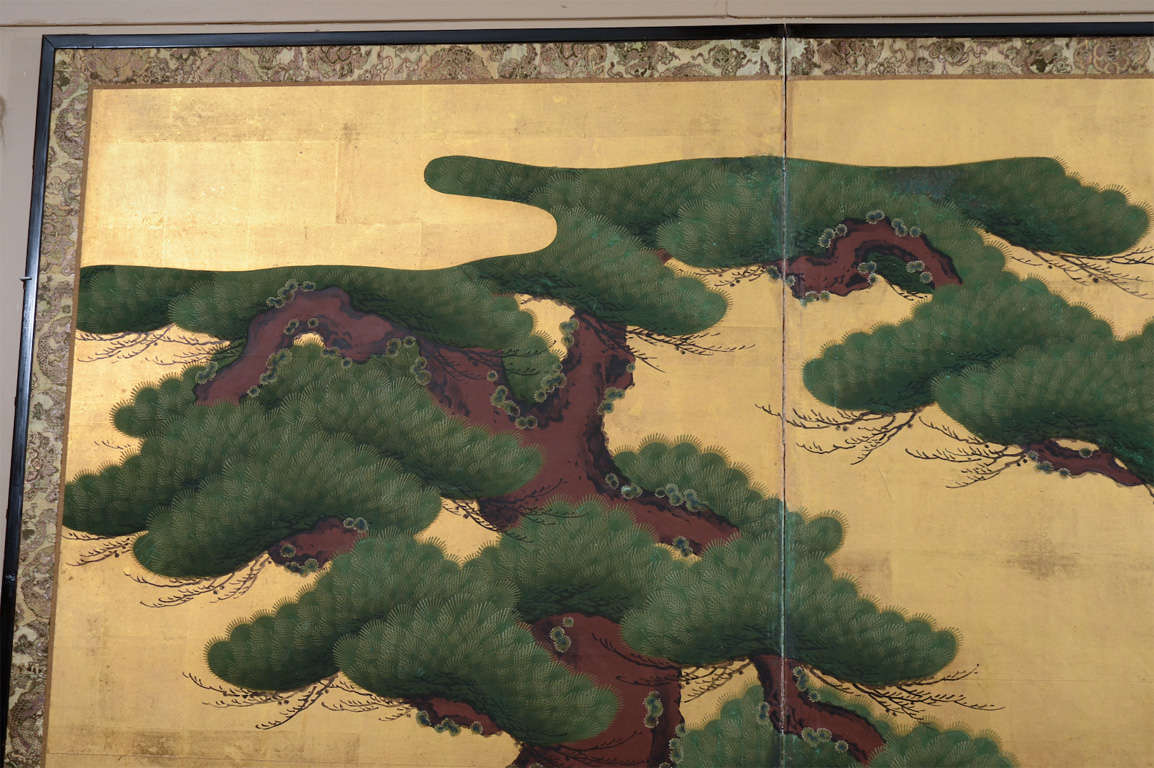 18th Century and Earlier Japanese Edo Period Two-Panel Screen of Tree and Landscape