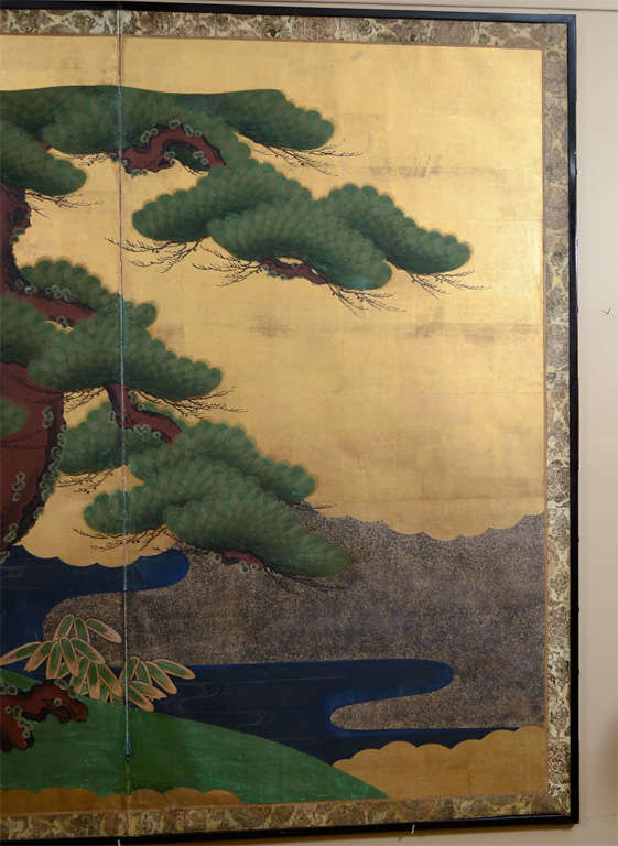 Japanese Edo Period Two-Panel Screen of Tree and Landscape 2