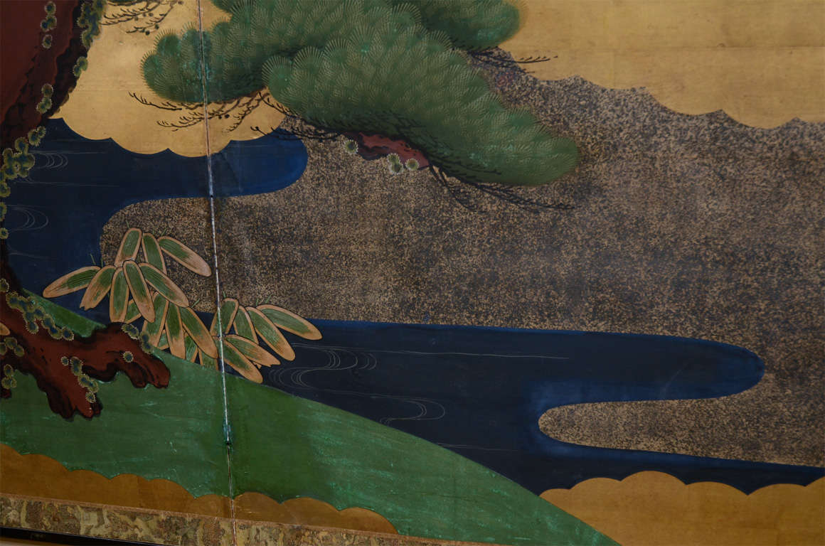 Japanese Edo Period Two-Panel Screen of Tree and Landscape 4