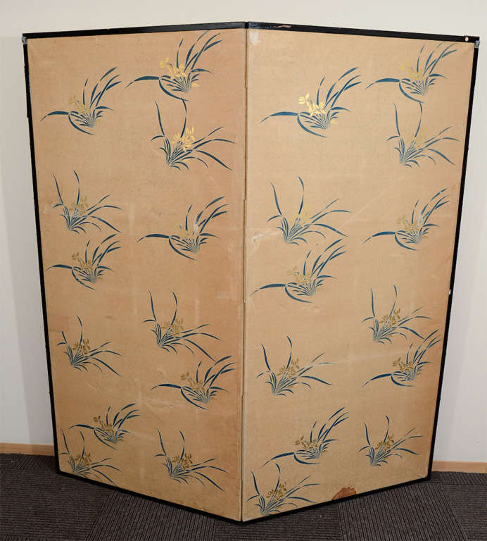 Japanese Two Panel Folding Screen with Owl and Bamboo For Sale at