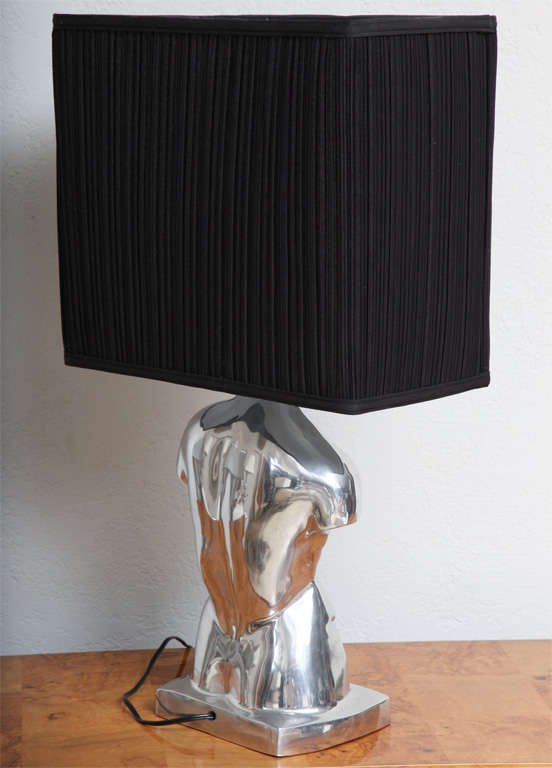 Mid-20th Century Polished Aluminum Male Torso Lamp