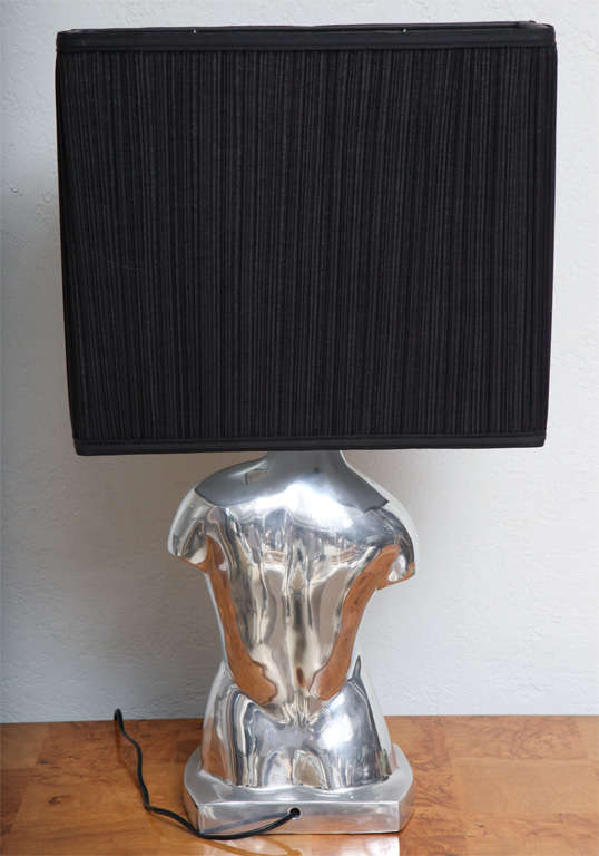 Polished Aluminum Male Torso Lamp 1