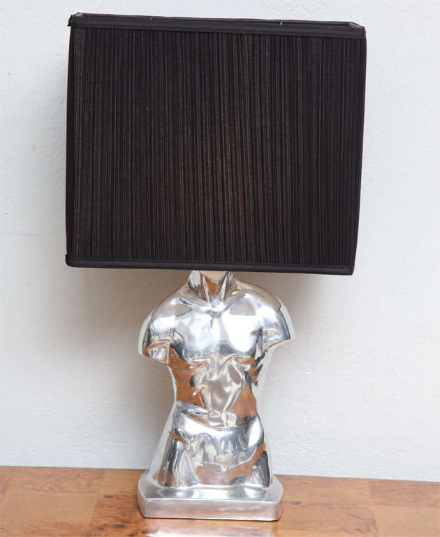 Polished Aluminum Male Torso Lamp 2