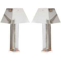 Pair of Chrome Kovacs Lamps with Chrome Shades