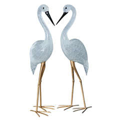 Impressive Pair of Tall Murano Glass Cranes