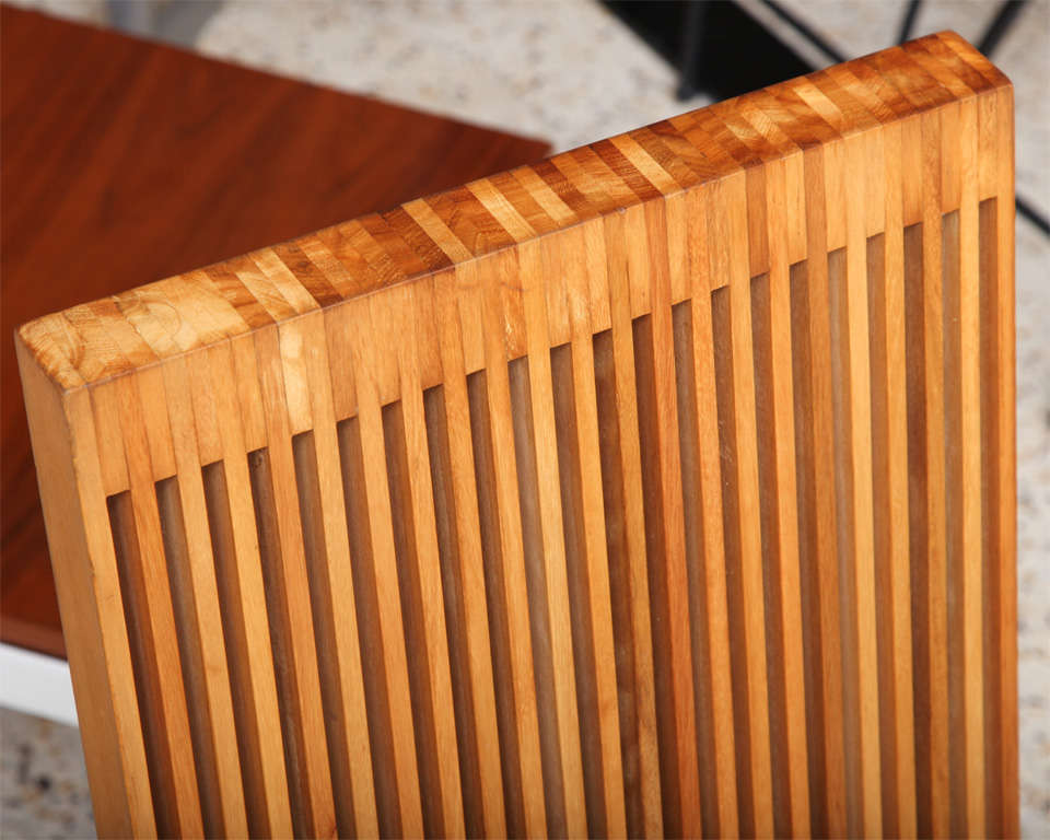 Four Slatted Eucalyptuswood Chairs at 1stDibs