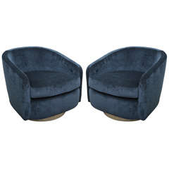 Pair Of Chic 1970, s Swivel Barrel  Chairs