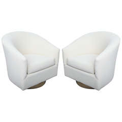 Vintage Pair Of High-End 1970's  Swivel Bucket Chairs