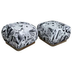 Pair Of Chic Puffs Upholstered In Pucci Fabric
