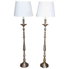 Pair of Silver Plated Floor Lamps