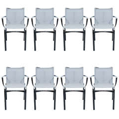 Set of Eight chrome Dining Armchairs