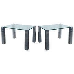 Pair of Glass 
Chrome Side Tables