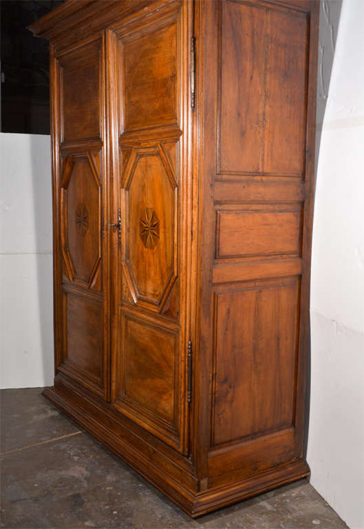 Wood Early 19th Century Italian Walnut Armoire, Two-Door For Sale