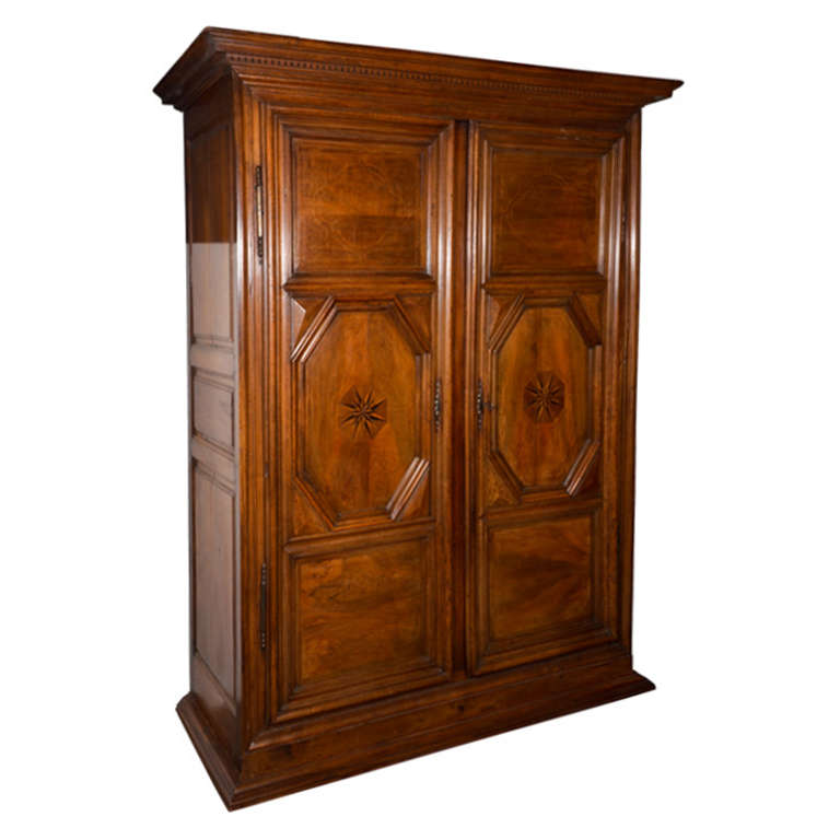 Early 19th Century Italian Walnut Armoire, Two-Door For Sale