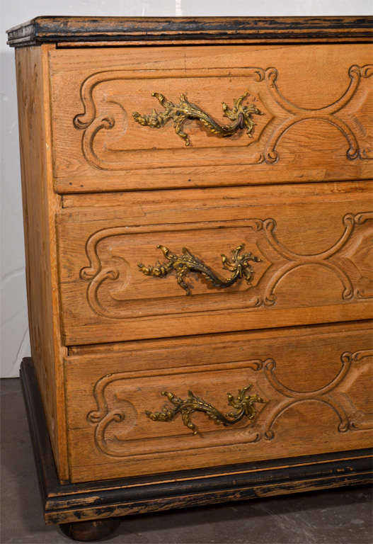18th Century Austrian Oak Commode With Black Paint Found In Versailles, France  In Good Condition In Houston, TX