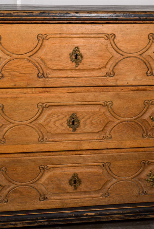 18th Century and Earlier 18th Century Austrian Oak Commode With Black Paint Found In Versailles, France 