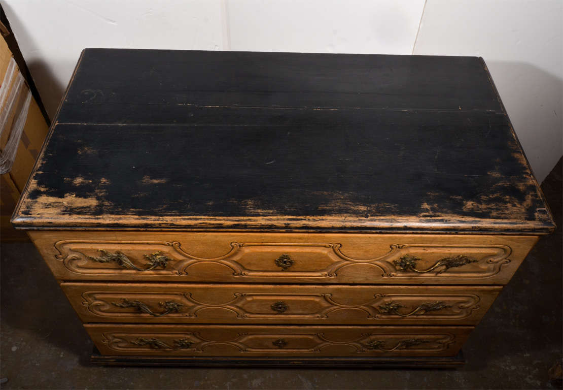 18th Century Austrian Oak Commode With Black Paint Found In Versailles, France  2