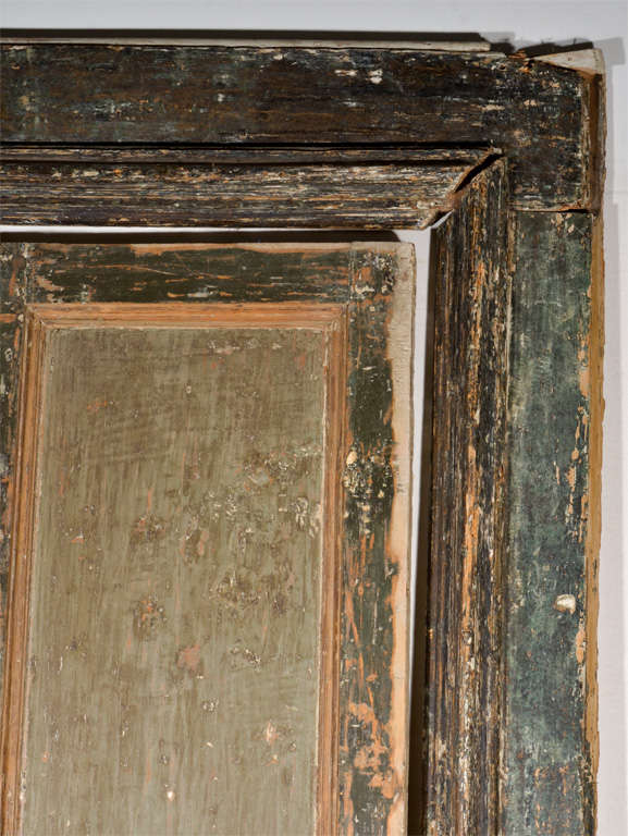 18th Century and Earlier pair of Italian wood painted doors.  Door surround has been sold