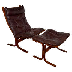 Ingmar Relling "siesta" leather chair with its ottoman, 