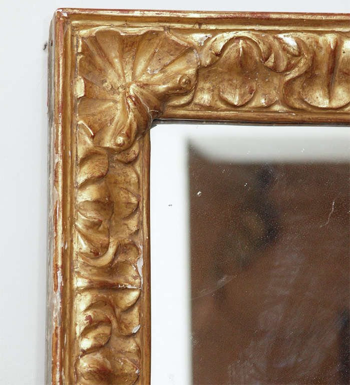 Painted Large Horizontal Giltwood and Faux Marble Mirror For Sale